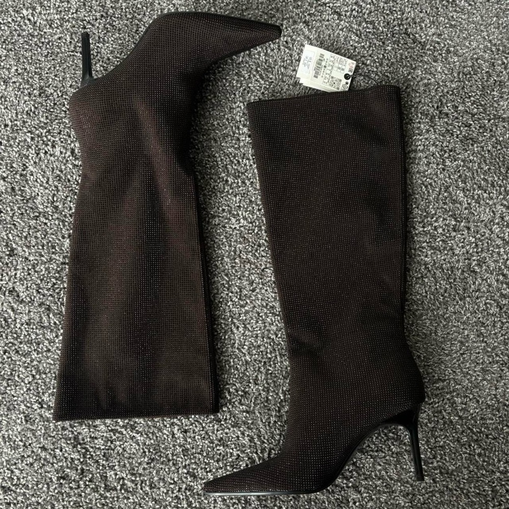 Zara Rhinestone Knee High Boots